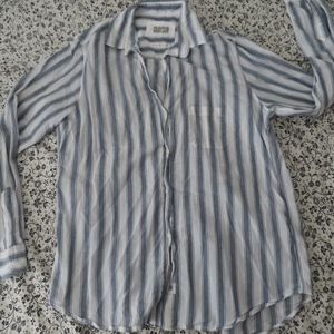 Grayson The Hero gray white stripe button down shirt size 03